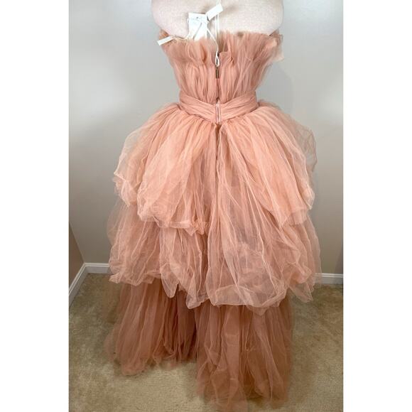 Bronx and Banco Anna Pink Tiered Tulle Maxi Dress Size Medium - Picture 10 of 16
